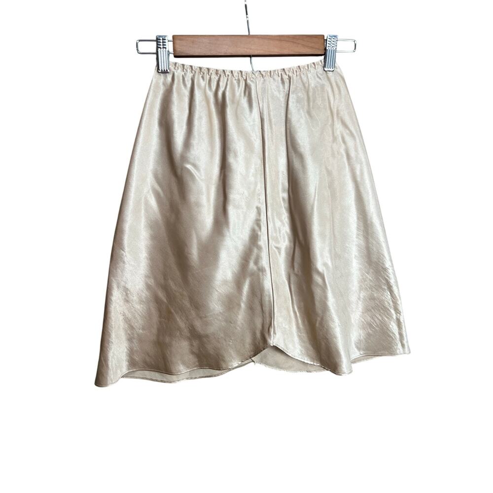 VINTAGE FARR WEST SATIN GLOSSY SLIP SKIRT GOLD/CHAMPAGNE Sz M Cocktail Fairy